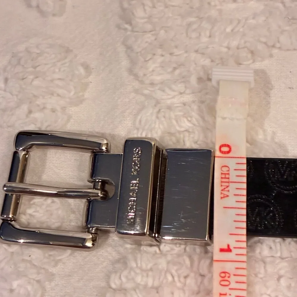 Michael Kors Black Monogram Logo Leather Belt Size S/M
